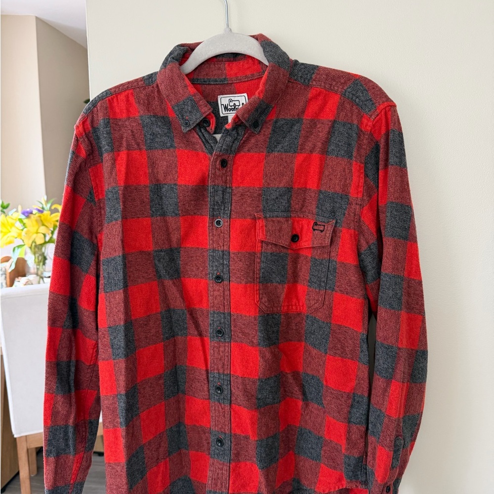 Woolrich Red and Gray Checkered Men's Shirt